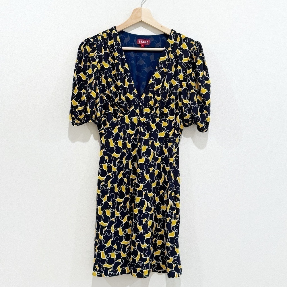 Staud Milla Mini Dress Navy/Yellow Size 0